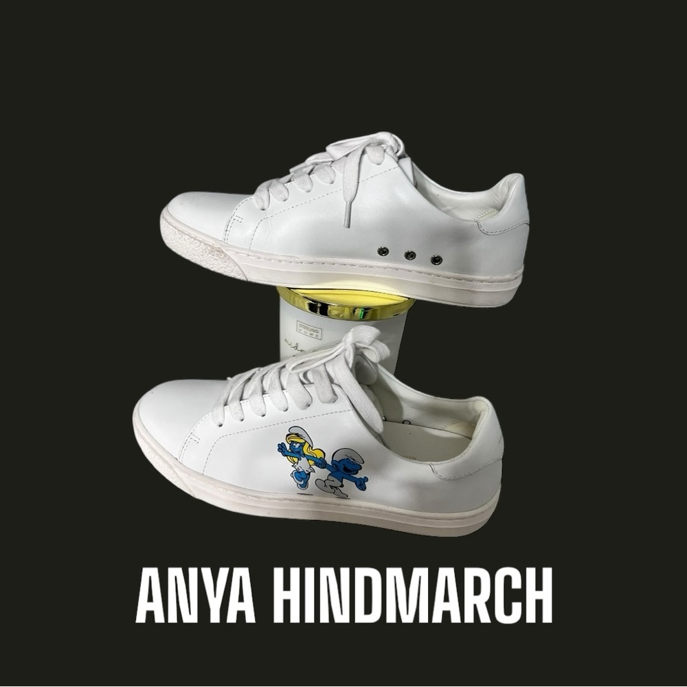 Anya Hindmarch Smurf Couple Leather Sneakers 37 /6.5 US